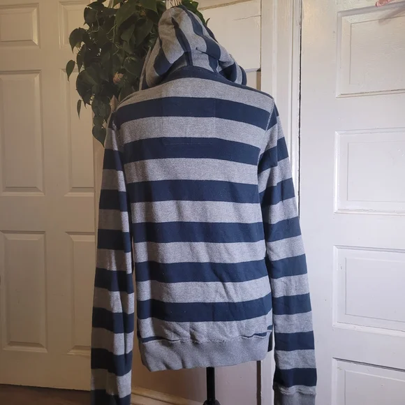 Vtg Hollister Spellout Striped Hoodie - Picture 4 of 7